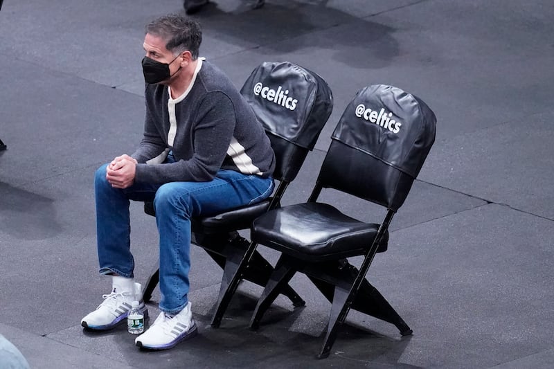 Dallas Mavericks owner Mark Cuban is pictured during an NBA basketball game on Wednesday, March 31, 2021, in Boston.