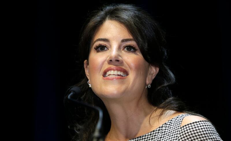FILE - In this June 25, 2015, photo, Monica Lewinsky attends the Cannes Lions 2015, International Advertising Festival in Cannes, southern France.