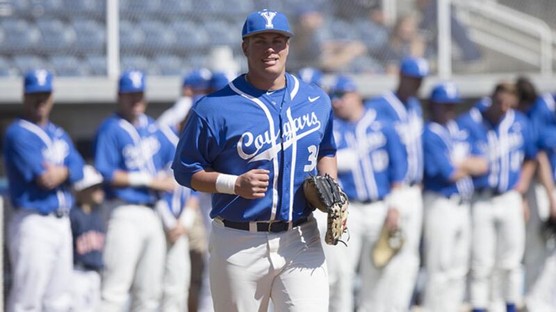 All-American Colton Shaver runs onto the field. He is among the 22 returning lettermen to the 2017 BYU baseball team.