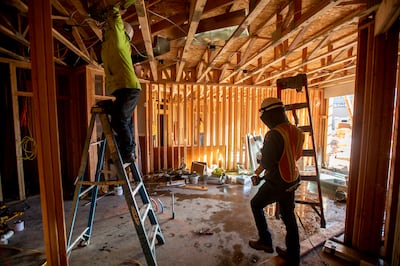 FILE - Construction workers work at the Garden Lofts, an affordable housing project being built in Salt Lake City, on Friday, Dec. 28, 2018. In effort to encourage affordable housing amid Utah's housing crisis, a Utah lawmaker is pushing a bill that would