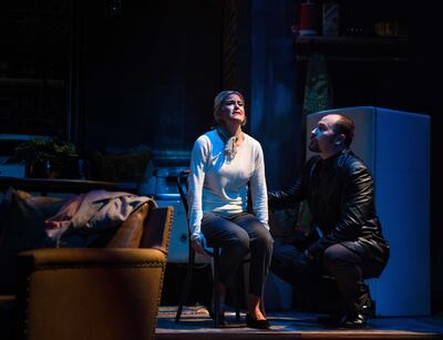 Riley Branning (M/W/F) as Susy Hendrix and Benjamin J. Henderson as Harry Roat in Hale Centre Theatre's production of "Wait Until Dark."