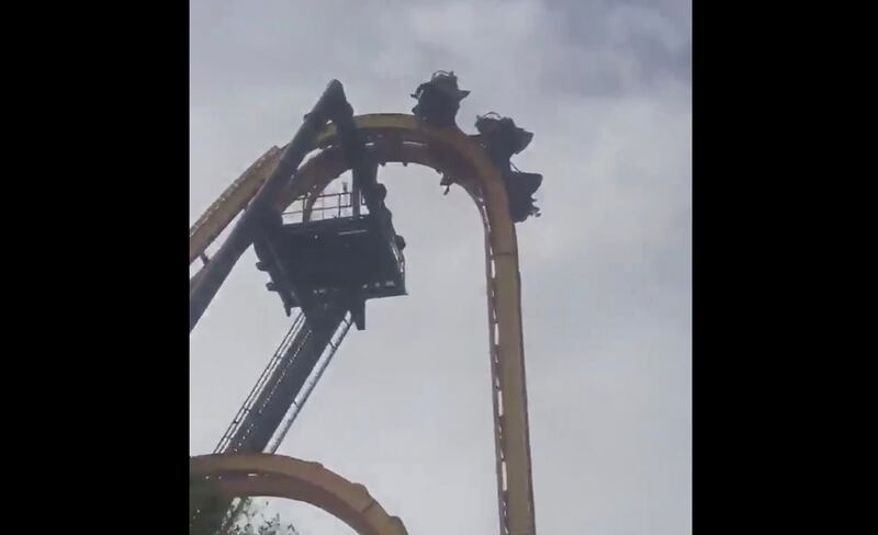 A Batman roller coaster at Six Flags in Atlanta left thrill seekers suspended in midair on Wednesday