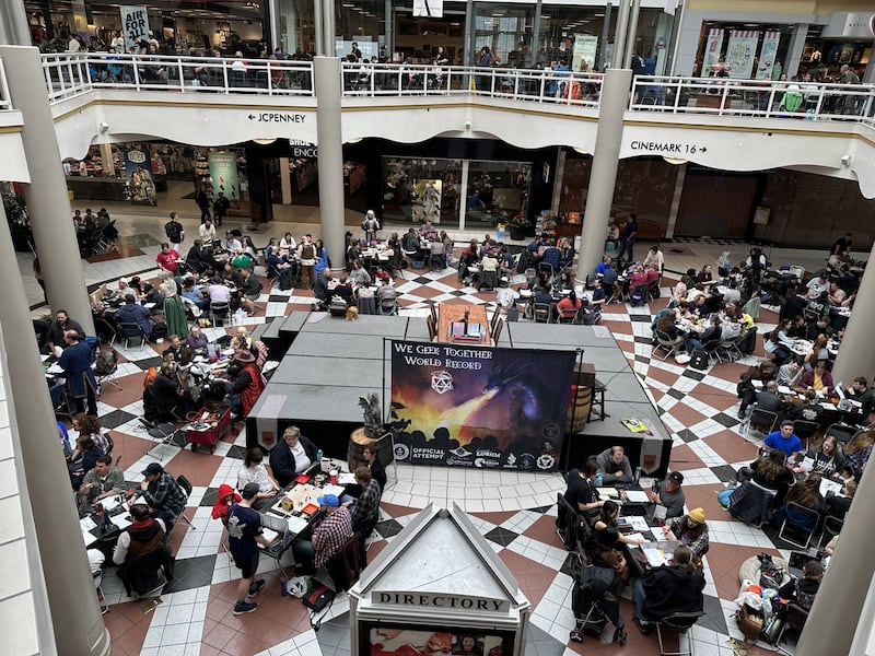 Participants play Dungeons and Dragons during an official attempt to break a Guinness World Record on Saturday at Provo Towne Centre.