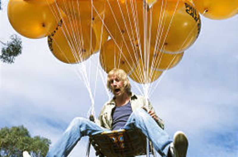 Rhys Ifans takes a ride in his deckchair as a vacationing Australian concrete worker in "Danny Deckchair."