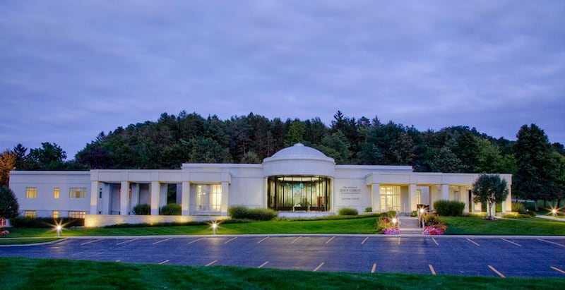 The Hill Cumorah Visitors’ Center, where reports say someone fired 22 bullets from a treeline and struck the building.