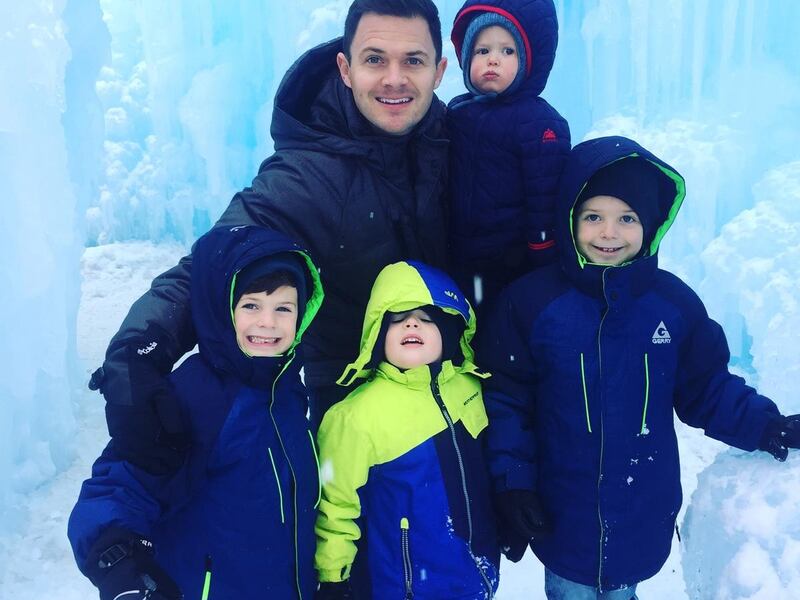Brad Herbert with his and Carmen Rasmusen Herbert's four sons.