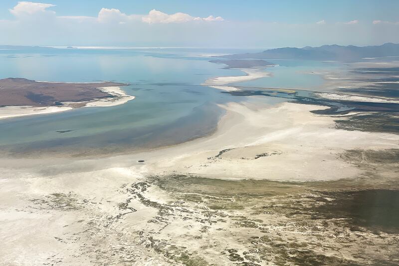 Farmington Bay and the causeway to Antelope Island.