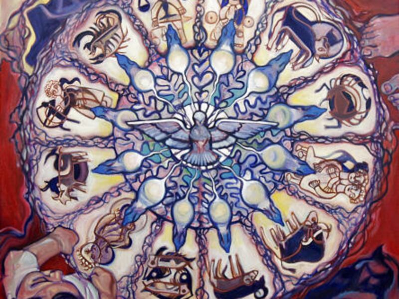 The "Cyrus Zodiac" was produced by Salt Lake artist Alice Perrault and illustrates astrological signs. A Pew study found that many Christians say they believe in astrology.