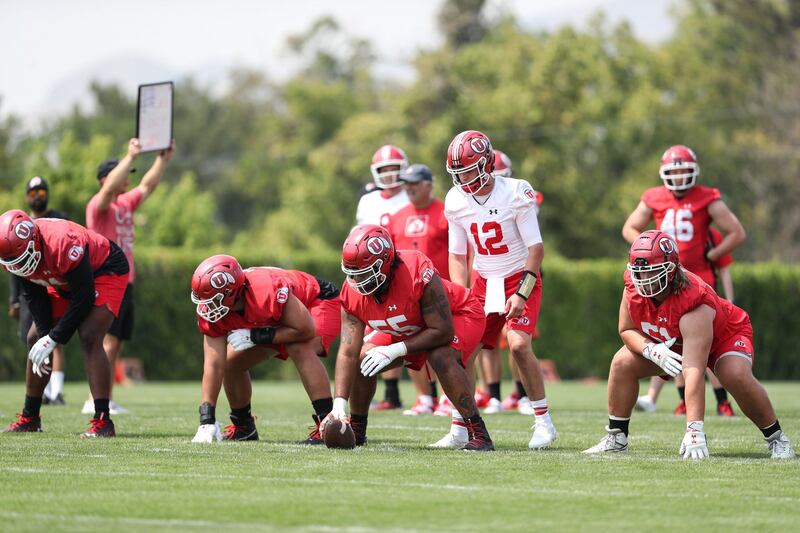 Utah quarterback Charlie Brewer during the first day of fall camp on August 4, 2021.