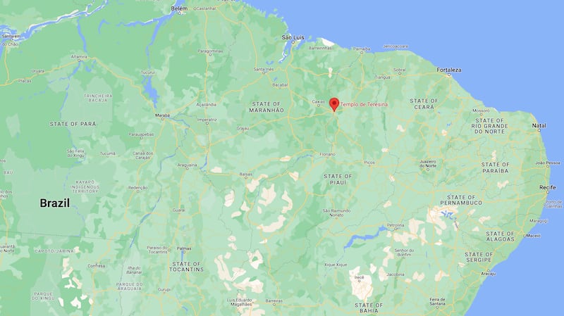The location of the Teresina Brazil Temple site in relation to nearby states and cities in Brazil.