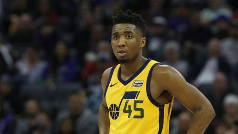Utah Jazz guard Donovan Mitchell during the second half of an NBA basketball game against the Sacramento Kings Saturday, March 3, 2018, in Sacramento, Calif. The Jazz won 98-91. (AP Photo/Rich Pedroncelli)