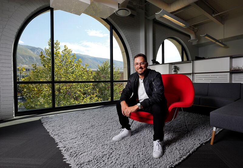 Pluralsight founder and CEO Aaron Skonnard poses for a photo at the company's headquarters in Farmington on Friday, Sept. 29, 2017.