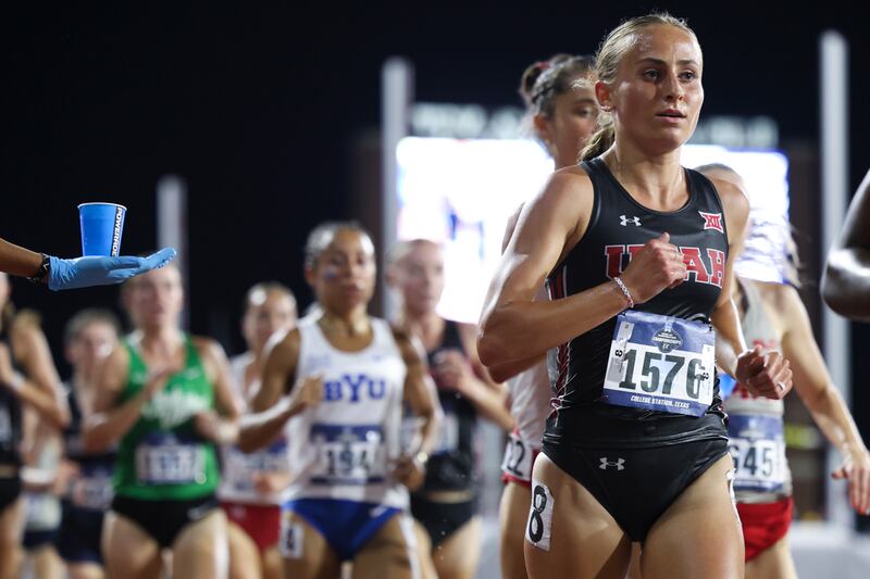 Utah's Morgan Jensen competes in the 10,000 meters at the NCAA regionals in College Station, Texas.