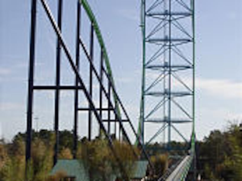 On a clear day it is reportedly possible to see Manhattan skyscrapers from the top of the Kingda Ka at Six Flags Great Adventure in Jackson, N.J. \\\\— if your eyes are open.
