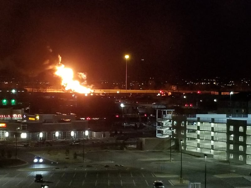 A semi with two tankers caught fire Thursday evening, shutting I-15 at 7200 South in both directions.