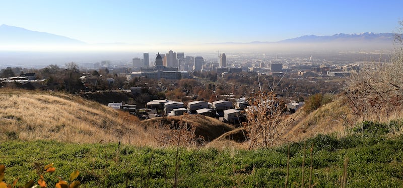 An inversion begins to fill the Salt Lake Valley on Monday, Nov. 29, 2021.