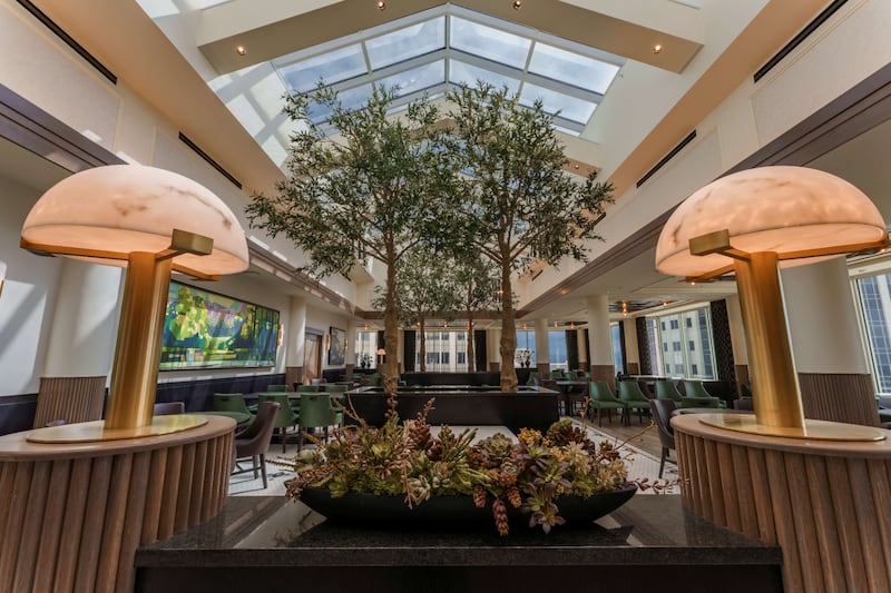 A dining area inside The Roof Restaurant on the 10th floor of the Joseph Smith Memorial Building in downtown Salt Lake City on Tuesday, Aug. 26, 2025.