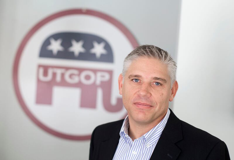 FILE - Rob Anderson, chairman of the Utah Republican Party, is photographed at the GOP office in Salt Lake City on Wednesday, May 24, 2017.