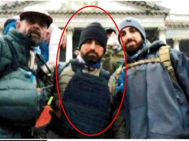 Brady Knowlton, of St. George, who investigators have circled in red, faces criminal charges for allegedly entering the U.S. Capitol during the Jan. 6, 2021 riot in Washington.