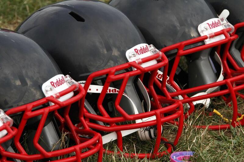 In August 2012, these are new football helmets that were given to a group of youth football players from the Akron Parents Pee Wee Football League in Akron, Ohio. As a result of player's getting hurt, these helmets, partially sponsored by the NFL were giv