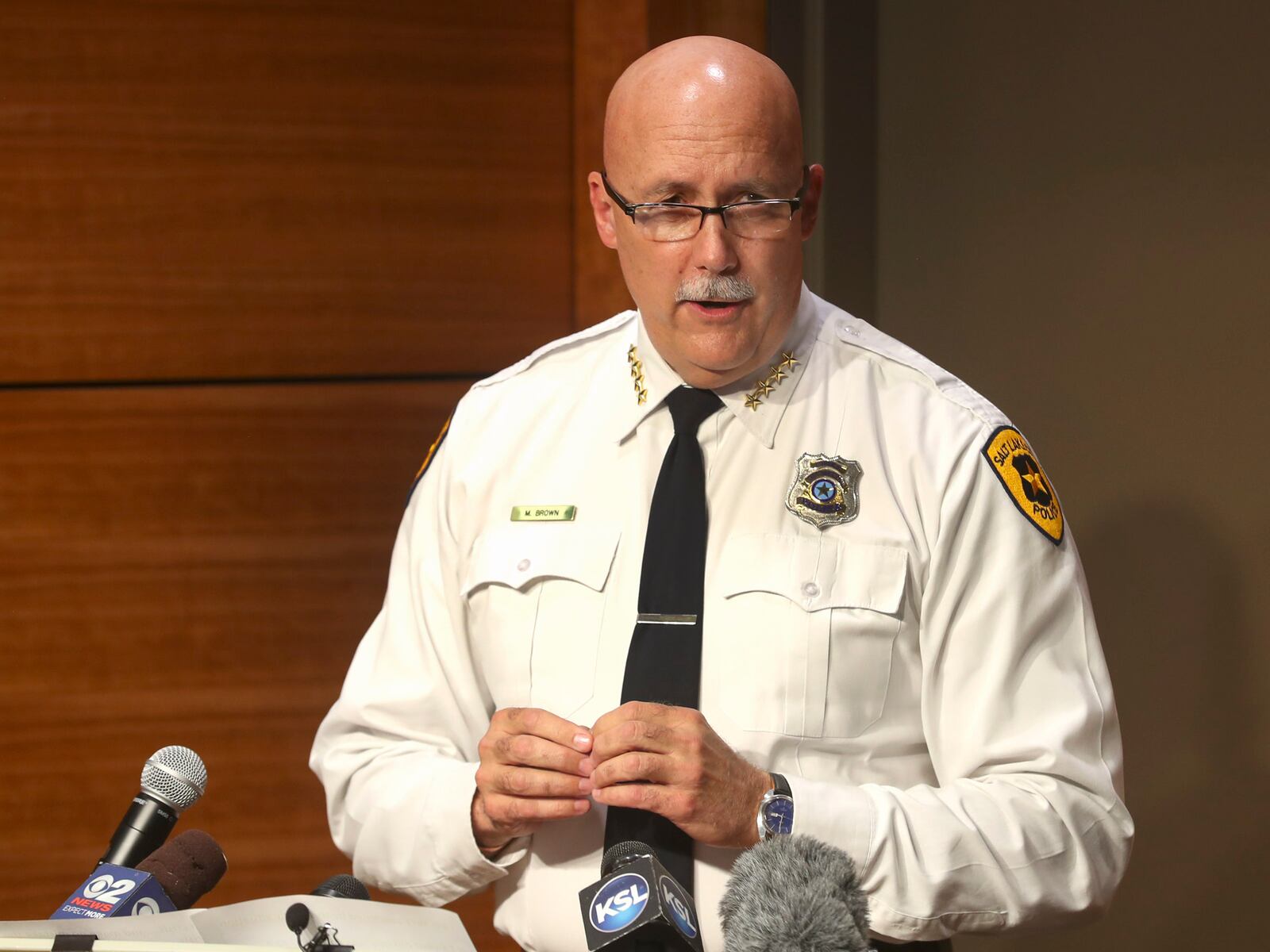 Salt Lake Police Chief Mike Brown talks about the shooting of 13-year-old Linden Cameron during a 2020 press conference.