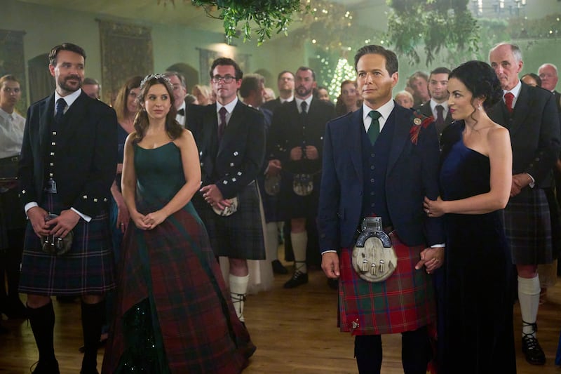 James Robinson, Lacey Chabert, Scott Wolf and Kellie Blaise in ‘A Merry Scottish Christmas.’