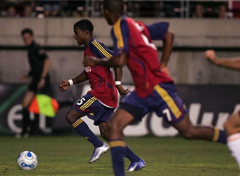 Robbie Findlay chases the ball shortly before scoring Real's one goal of the night during Real Salt Lake's match against the Houston Dynamo at Rice-Eccles Stadium in Salt Lake City, UT on Saturday, August 4, 2007. Photo by Kristin Nichols / Deseret Mornin