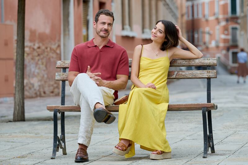 Stephanie Leonidas and Raniero Monaco Di Lapio in “A Very Venice Romance.”