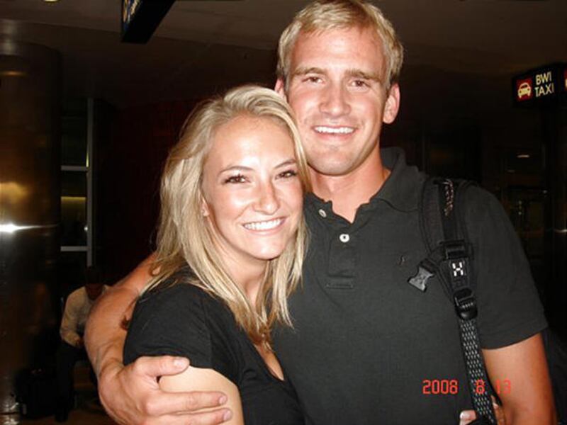 This 2008 photo shows Rachel and Dane Brock a year before they were married. Dane Brock, a BYU senior, almost lost his leg in a run-in with a boat.