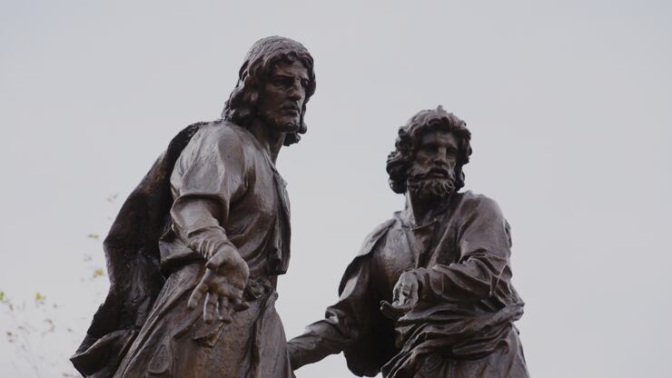 Heavenly Father and Jesus Christ are shown in the new First Vision sculpture on Temple Square in November 2024.