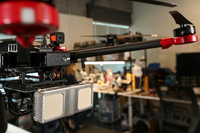 The TrueView radar system is displayed on a drone at Fortem Technologies Inc. in Pleasant Grove on Thursday, Feb. 1, 2018.