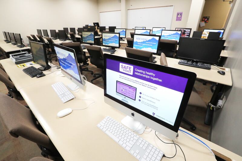 A computer lab at Weber State University in Ogden is pictured on Tuesday, July 17, 2018. Legislative auditors found unlocked doors, hundreds of missing keys and equipment vulnerable for loss and theft due to lack of inventory controls on some of Utah's pu
