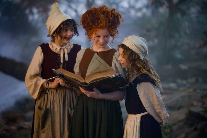 Nina Kitchen as young Mary, Taylor Henderson as young Winifred and Juju Brener as young Sarah in “Hocus Pocus 2.”
