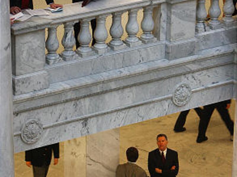 The Capitol is crowded as legislators and visitors pack the building on the final day of the session.