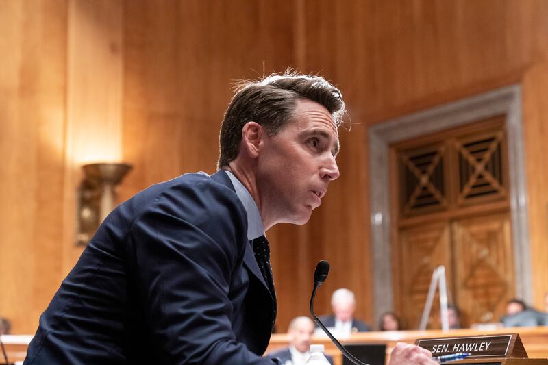 Sen. Josh Hawley, R-Mo., speaks during a Senate Homeland Security and Governmental Affairs committee hearing in Washington.