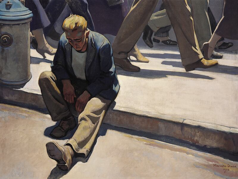 “Forgotten Man” (oil on canvas, 40 by 50 inches, 1934) by Maynard Dixon.