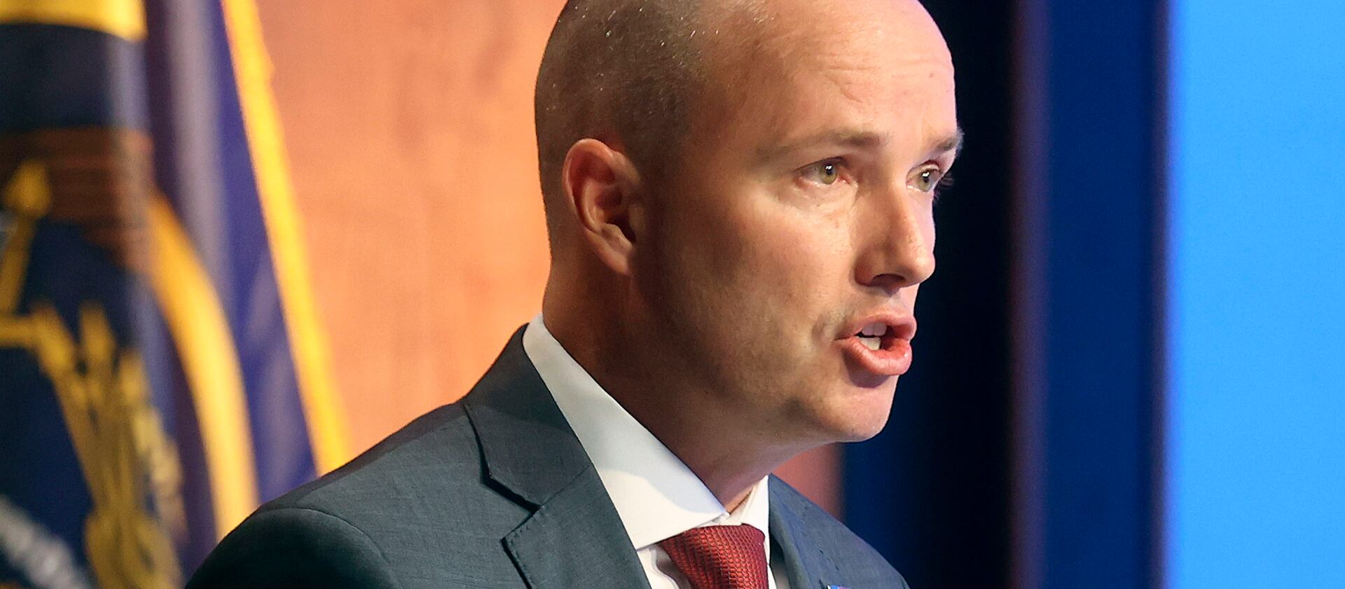 Gov. Spencer Cox speaks at his monthly news conference at the Eccles Broadcast Center in Salt Lake City on Thursday, Nov. 18, 2021.