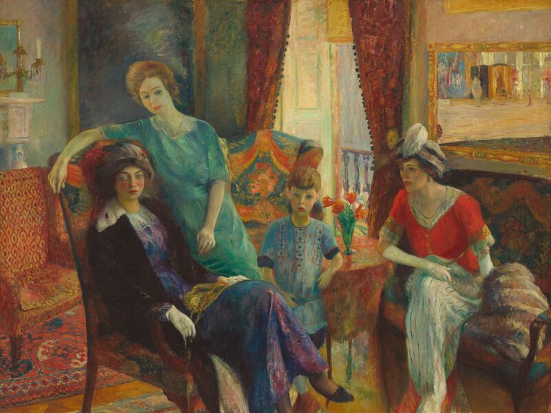 Oil on canvas of a family, “Family Group,” painted by William James Glackens.