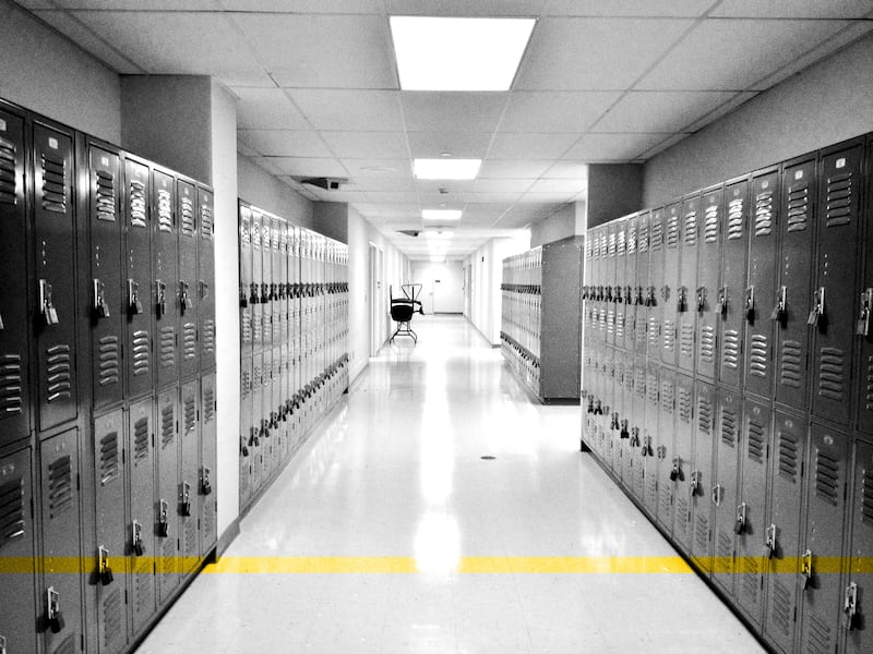 An illustration of a school under lockdown.