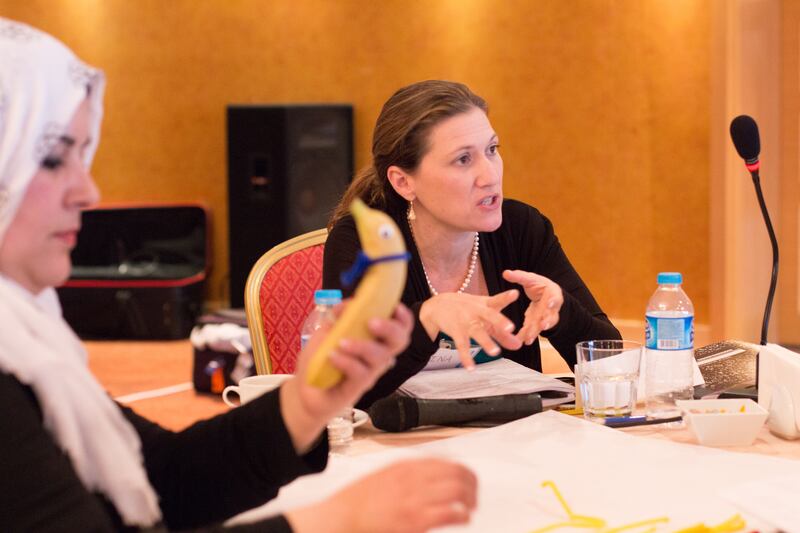 Tina Ramirez, right, founder and CEO of Hardwired Global. The organization trains teachers to help students better understand religious freedom and other human rights.