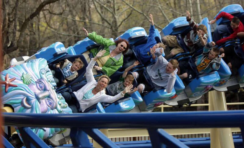 Roller coaster enthusiasts enjoy Lagoon’s new surf-themed coaster BomBora at the theme park in Farmington on April 27, 2011.