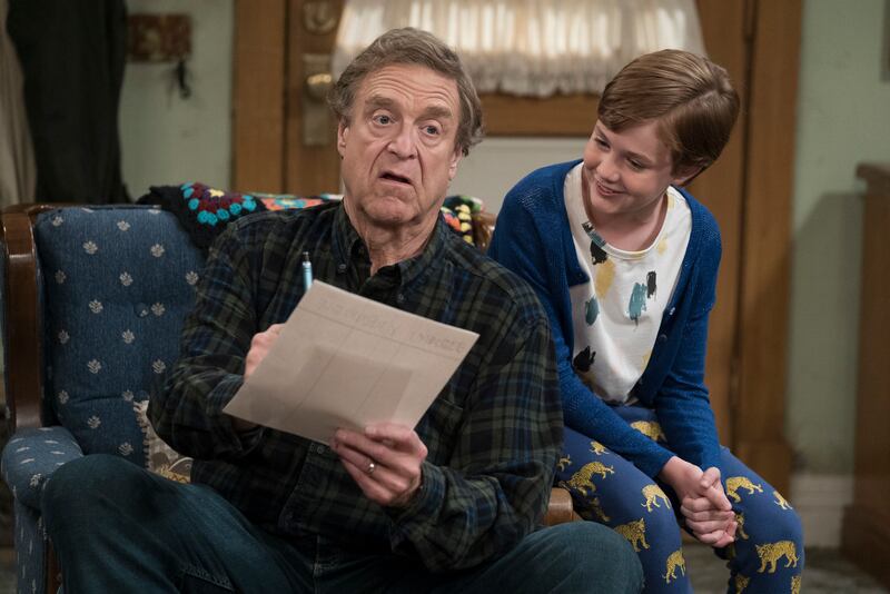 A sudden turn of events forces the Conners to face the daily struggles of life in Lanford in a way they never have before, on the series premiere of "The Conners." John Goodman (left), Ames McNamara (right).