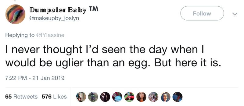 A twitter reaction to the egg with makeup.