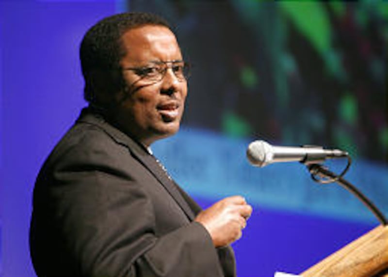 Ethiopian ambassador to the United States Kassahun Ayele speaks of his country's HIV crisis at Utah Valley State College on Wednesday.