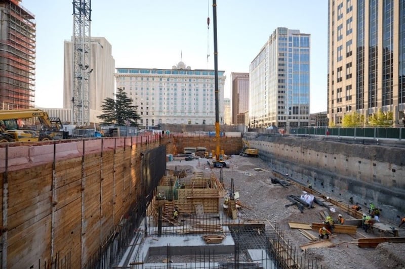 Excavation site at Temple Square.