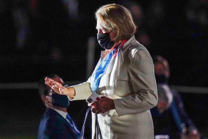 Virginia Thomas, wife of Supreme Court Justice Clarence Thomas, arrives to watch Amy Coney Barrett take the Constitutional Oath on the South Lawn of the White House in Washington, Oct. 26, 2020. Ginni Thomas has agreed to participate in an interview with the Jan 6 committee about her involvement in attempting to overturn the results of the 2020 election.