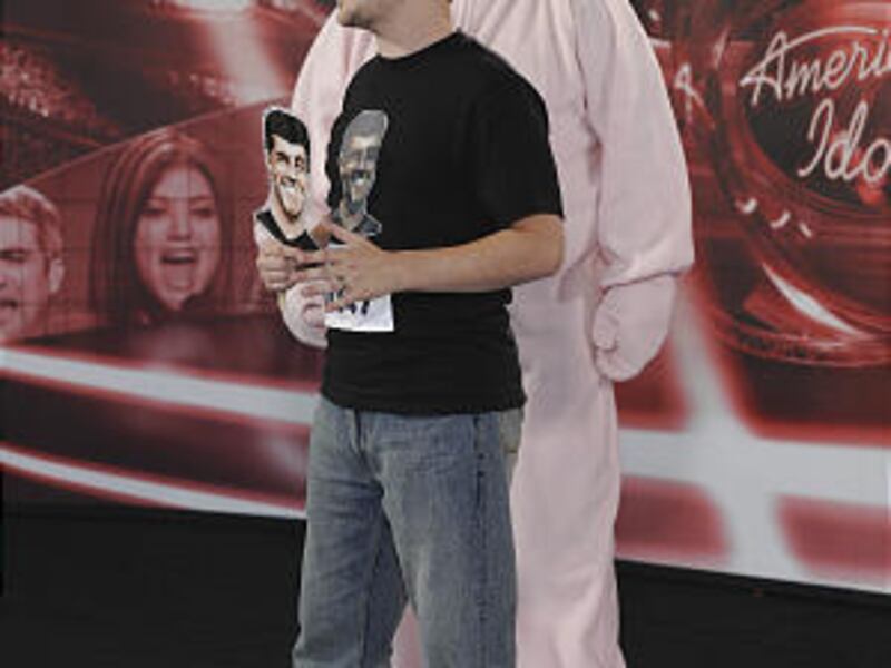 "Idol" hopeful Chris Kirkham, 26, of Ogden, brought along his good luck bunny for his audition. It didn't help, however.