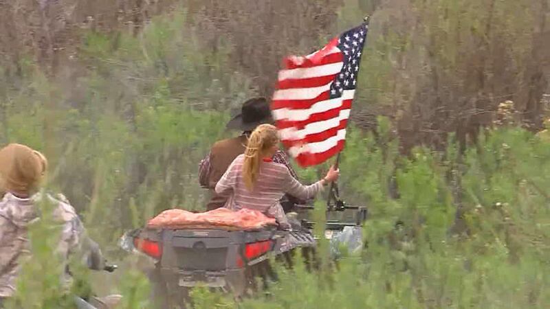 Protesters gather to ride on recreational trail in Recapture Canyon that was organized by San Juan County Commissioner Phil Lyman in protest of what he says is the agonizingly slow decision-making process of the BLM, the county has been seeking a right-of