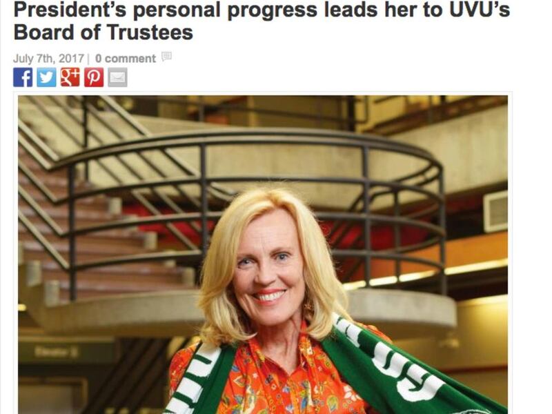 Sister Elaine S. Dalton will be serving a second four-year term on Utah Valley University's Board of Trustees. Sister Dalton is recognized for adding Virtue to the Young Women Personal Progress values in the Church of Jesus Christ of Latter-day Saints.