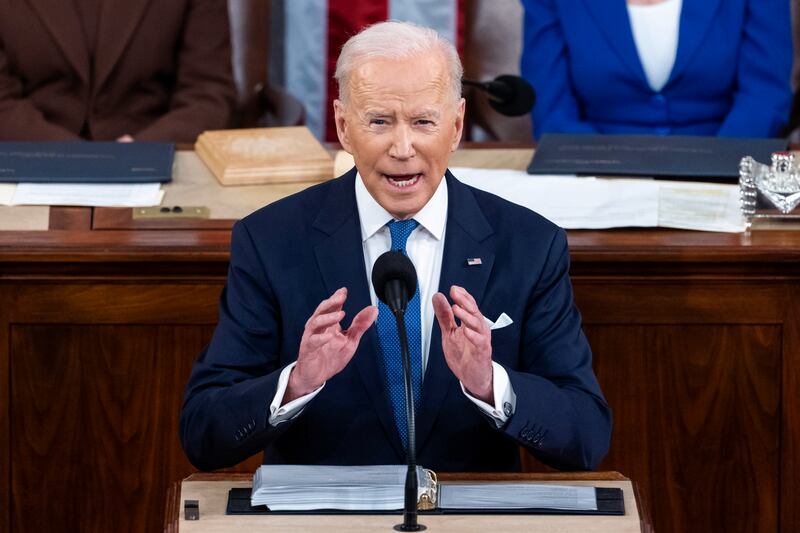 President Joe Biden delivers his first State of the Union address to a joint session of Congress at the Capitol in 2022.